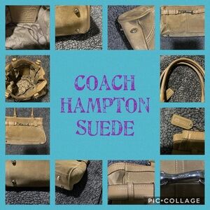 Coach Hampton Suede Shoulder Bag - Beige/Tan with hangtag